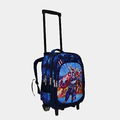 W WIRE'S School Rolling Backpack Set, All in One with Pencil Case, Lunch Bag, Trolley Bag for Boys & Girls, Black, 35x35x20 cm, 1.1 kg, Water Resistant, 4 Spinner Wheels, Adjustable Handle