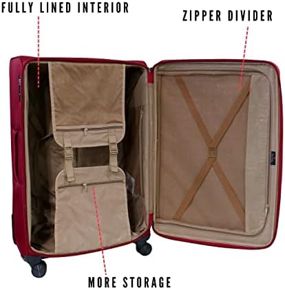 Pierre Cardin Luggage Premium Softside Material Suitcase for Travel and Business, TSA Approved, ANTI Theft Double Zipper, Uster Collection (Set of 3, Black)