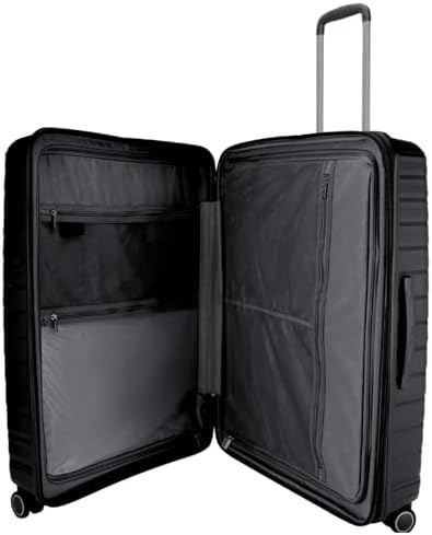 Pierre Cardin Unbreakable Luggage,Expandable Zipper,4 Spiner Whels, Set of 4 PCS (Black)