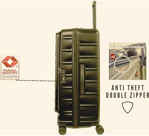Pierre Cardin Front Zipper Luggage Lightweight Hardside Suitcase for Travel, TSA Approved, ANTI Theft Double Zipper (TERA COTTON, Set of 3)