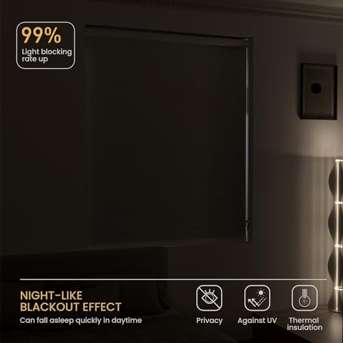 Grandekor Blackout Roller Shades for Indoor Windows, Jacquard Fabrics Roller Blinds, UV Protections Easy Install Room Darkening Window Blinds for Home, Office, White, 30" W x 72" H