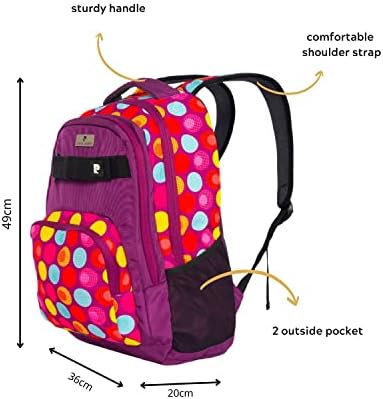 Pierre Cardin 2pcs Set Kids School Backpack with Pencil Case Dimensions: 47x34x15cm (PC23831-Purple with Polka Dots)