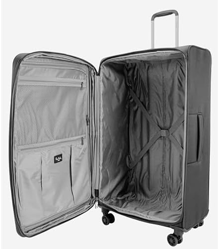 Pierre Cardin Luggage Softside Lightweight Suitcase for Travel, TSA Approved Lock, Anti Theft Double Zipper, Mercury Collection (D.Grey)