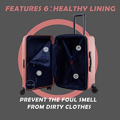 VERAGE Freeland Luggage with X-Large Spinner Wheels, Expandable Hardside Travel Luggage, Rolling Suitcase TSA Approved suitcase (Set of 3, Rose Gold)
