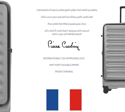 Pierre Cardin Front Zipper Luggage Lightweight Hardside Suitcase for Travel, TSA Approved, ANTI Theft Double Zipper (GREY, Set of 3)