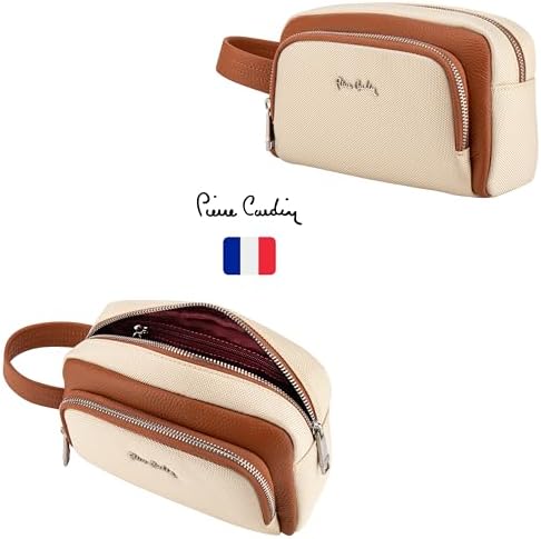 Pierre Cardin Unisex Essential Water Repellent Washbag For Travel, Men Multi Purpose Pouch For Office And Travel PB87087 Beige
