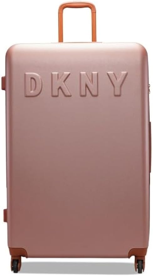 DKNY PROMO INTL PM1 ABS/PC Film Material Hard Lightweight Spinner Suitcase with TSA Lock Luggage (PRIM ROSE, 32-Inch)