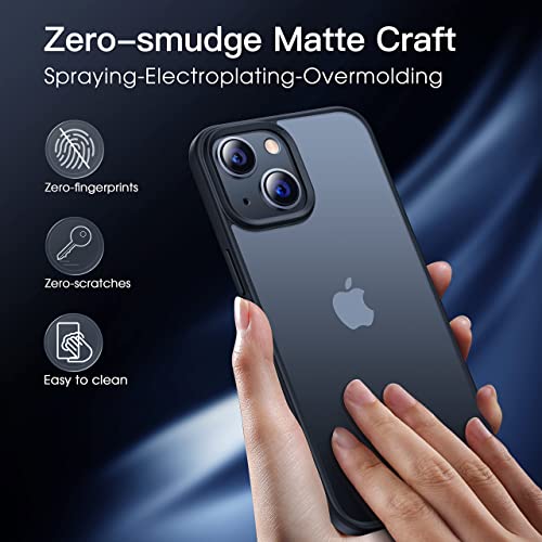 جراب CASEKOO مقاوم للصدمات لهاتف iPhone 14 Plus/15 Plus [حماية من السقوط العسكري حتى 10 أقدام] [مضاد للانزلاق ومريح في الإمساك] غطاء هاتف شفاف واقٍ رفيع ومضاد لبصمات الأصابع مقاس 6.7 بوصة، أسود غير لامع