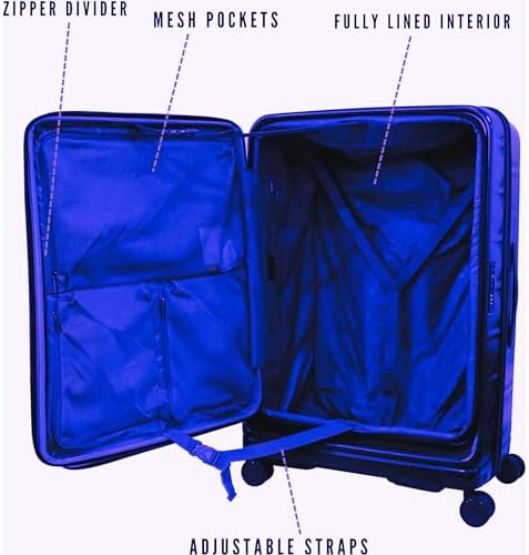 Pierre Cardin Front Zipper Luggage Lightweight Hardside Suitcase for Travel, TSA Approved, ANTI Theft Double Zipper (NAVY, Set of 3)