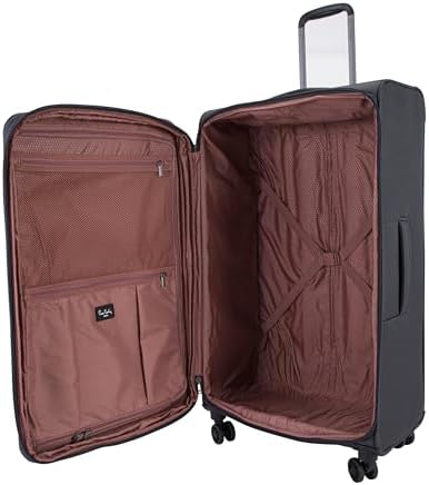 Pierre Cardin Softside Luggage Set of 5 Ultra Light Weight 4 Wheels TSA Approved (BLACK)