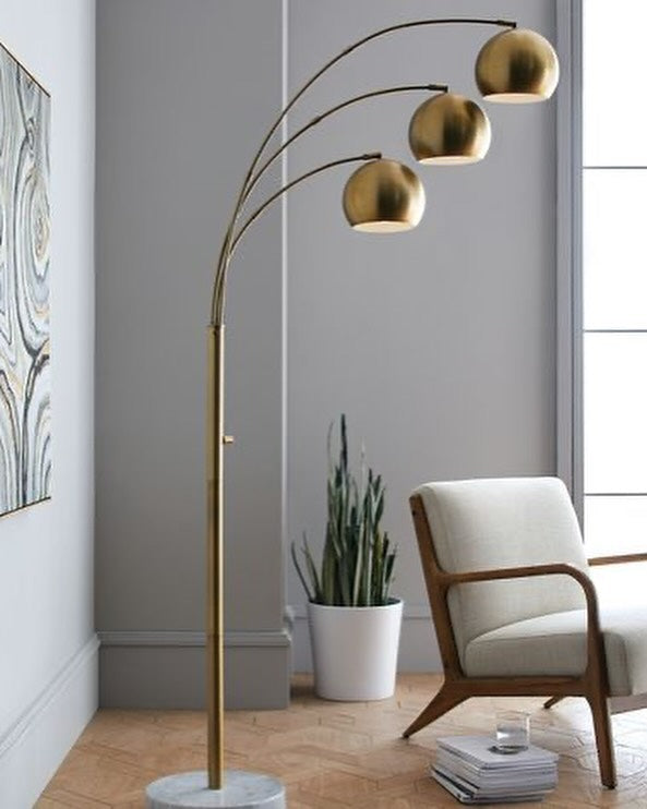 Project 62 Span 3 Head Metal Globe Floor Lamp Brass (75.5 - 191.7 cm)in tall