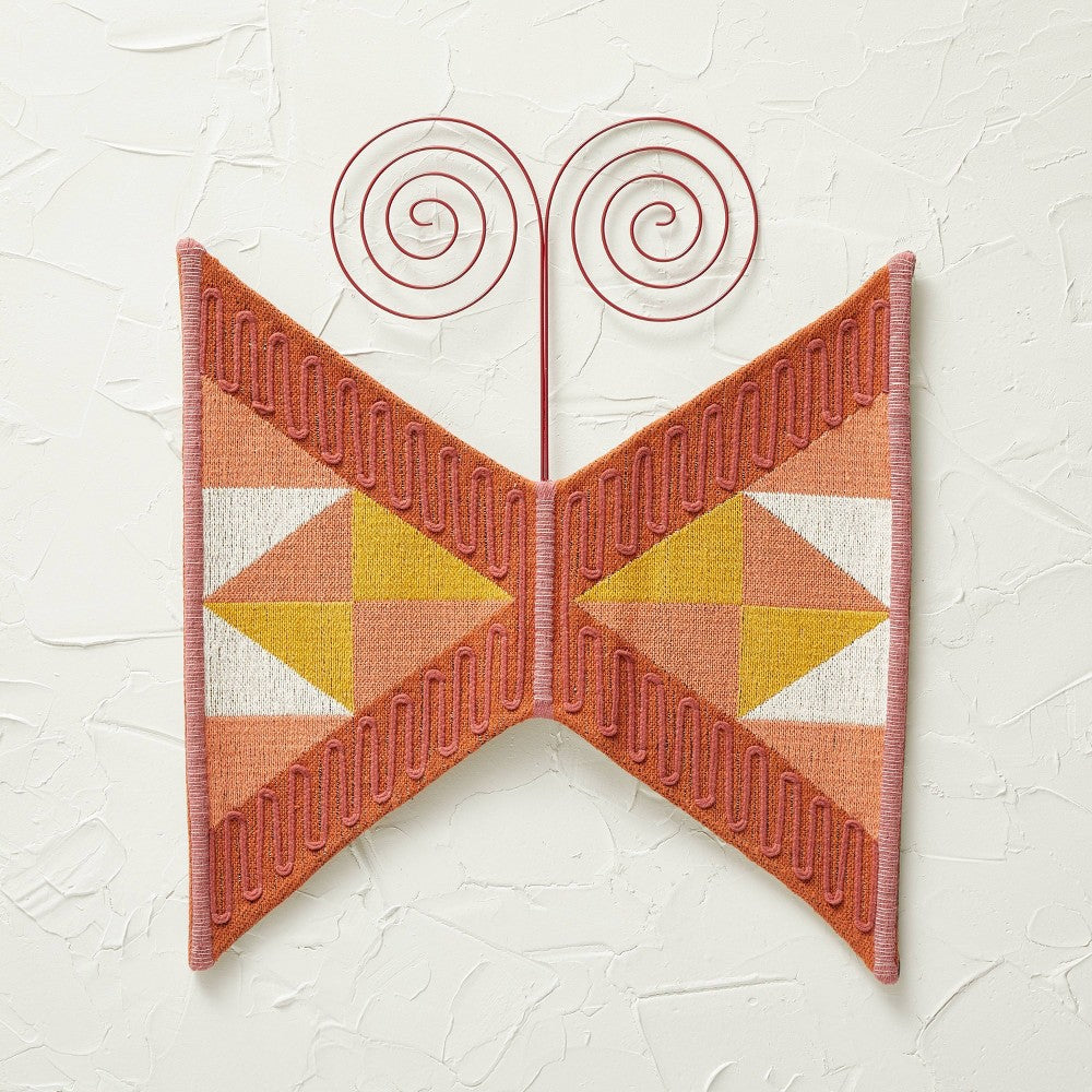 Size: 60 CM X 60CM Oversized Woven Butterfly Decorative Wall Sculpture Brown - Opal house Designed with Jungalow