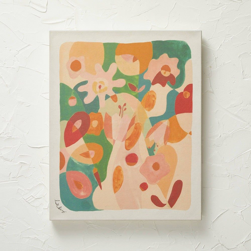 61 cm X 76 cm - Floral Abstract Unframed Wall Canvas Green - Opalhouse Designed with Jungalow (Open Box)