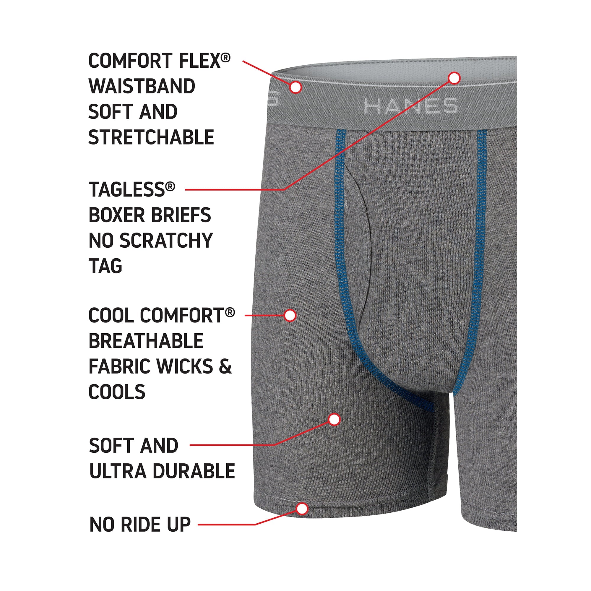 SIZE: S(6-8) - Hanes Boys’ Comfort Flex Tagless Boxer Briefs, 10 Pack