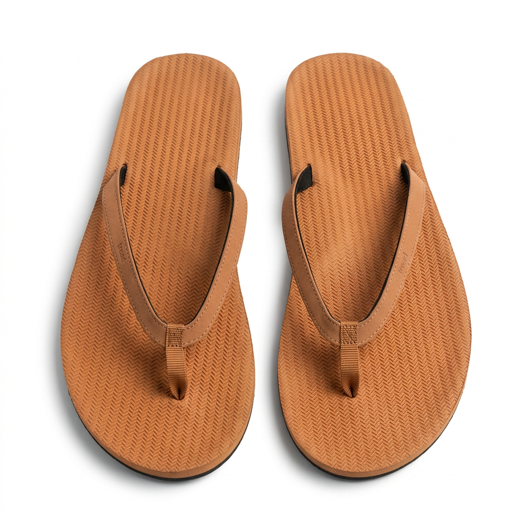 Indosole Men's Casual Eco-Friendly Flip Flops ( Light Orange )