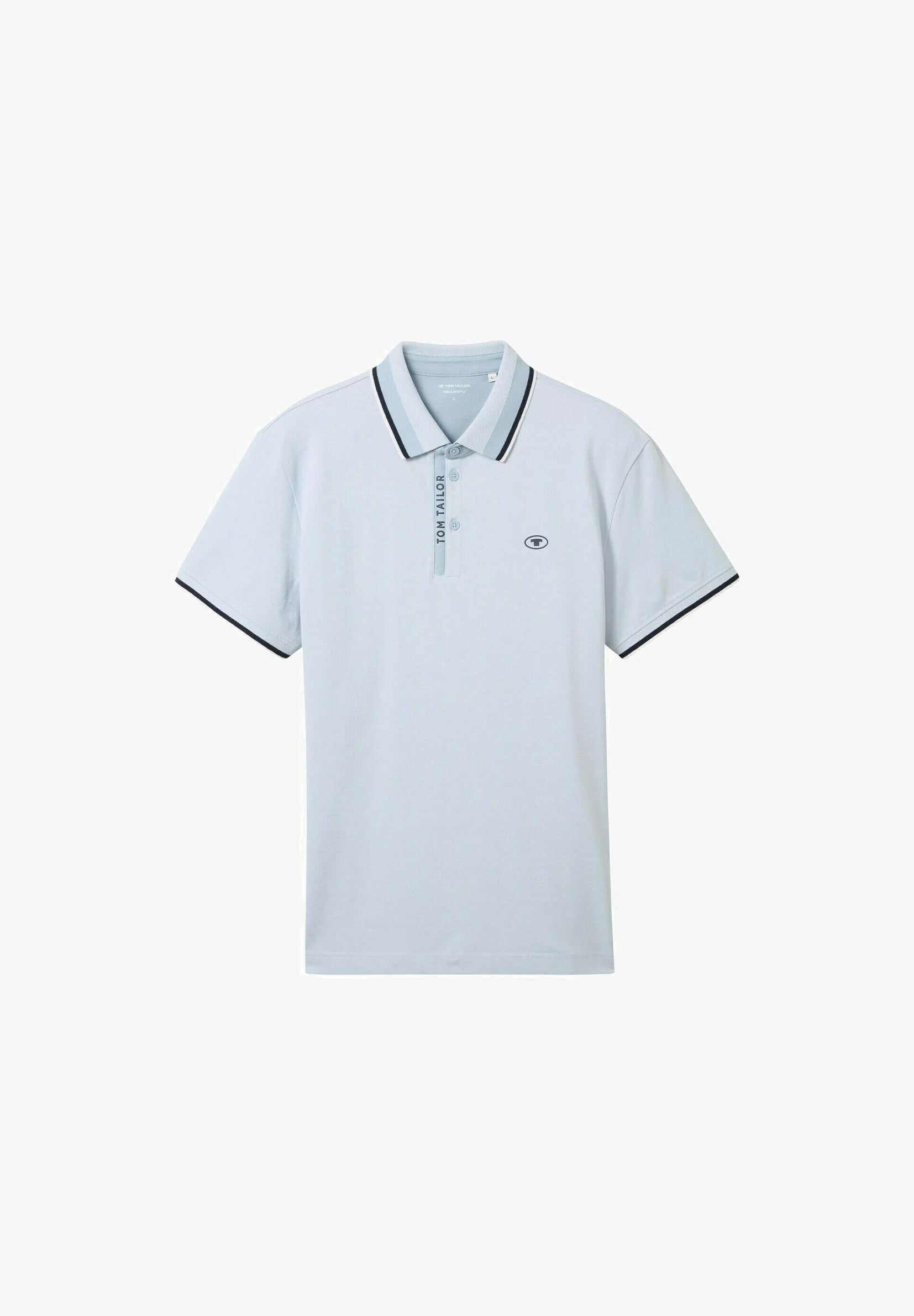 TOM TAILOR Polo Shirt - Foggy Blue White Two Tone