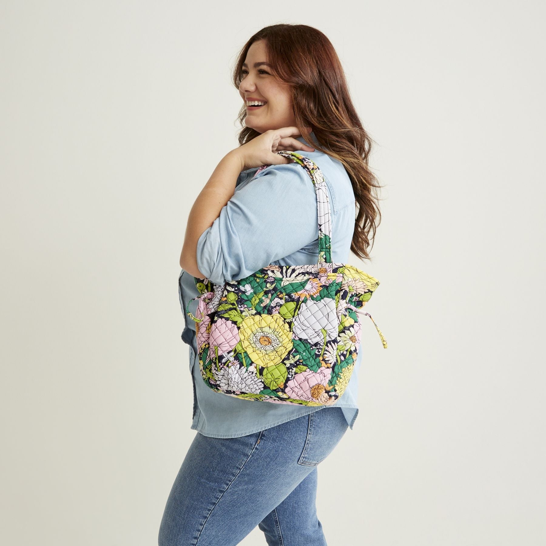 Vera Bradley Women's Recycled Cotton Glenna Satchel Rosa Floral