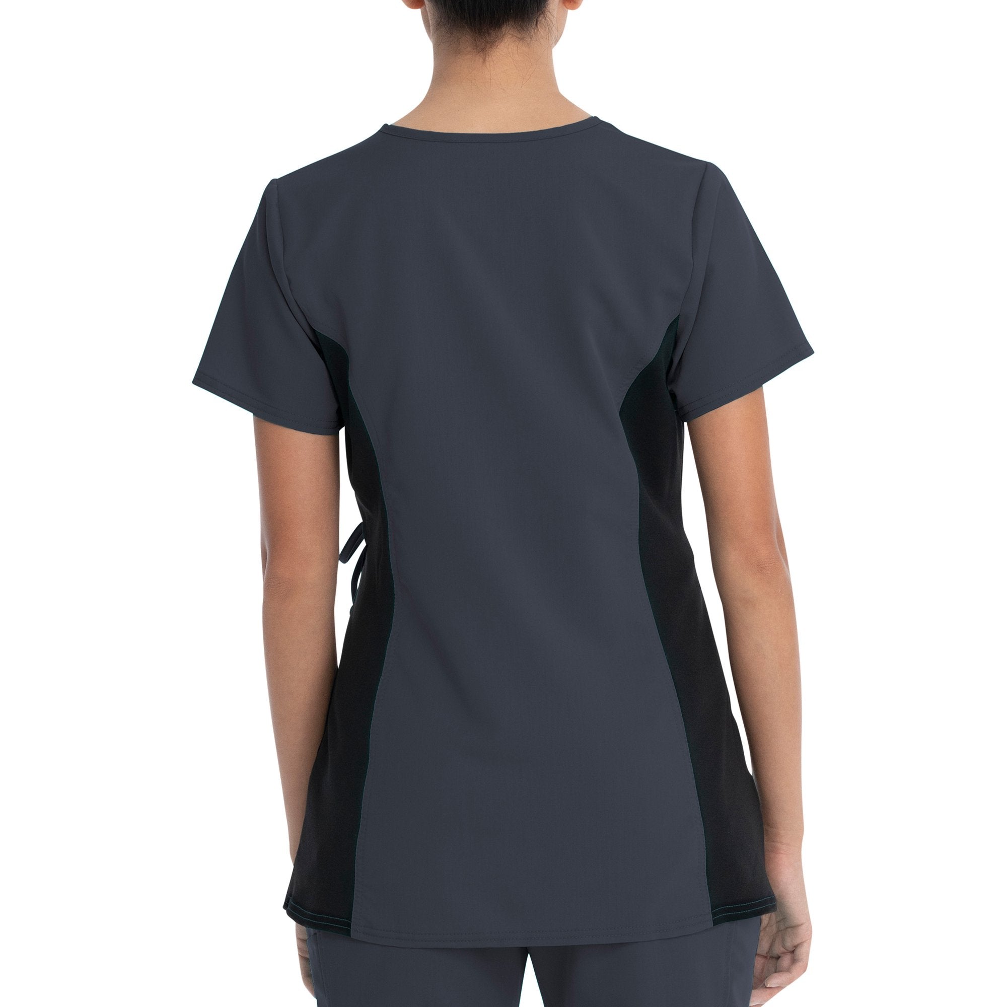SIZE: L - Scrubstar Women's Rayon Ponte Side Panel Flexible Stretch Maternity Mock-Wrap Scrub Top WD800
