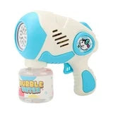 Bubble Machine Bubble Gun For Kids,Big 5 Hole Automatic Silent Bubbles Maker Toy with LED/125ml Solution/360° No leakage Bubble Blower with 10000+ Bubbles Per Minute for Kids Birthday Party Wedding BLUE