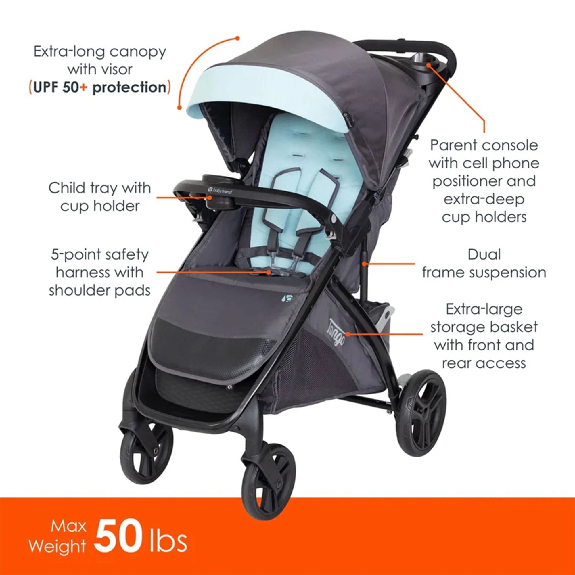 Tango Stroller Blue Mist