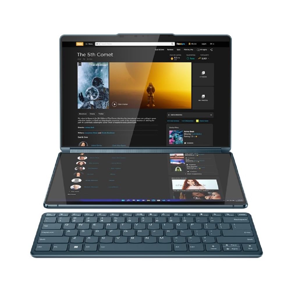 لينوفو يوجا بوك 9 13IRU8، شاشة مزدوجة 13.3 بوصة بدقة 2.8K، معالج إنتل i7-1355U، ذاكرة وصول عشوائي (RAM) سعة 16 جيجابايت، قرص SSD سعة 1 تيرابايت، بطاقة رسومات مدمجة إنتل® آيريس® إكس إي، ويندوز 11، لون تيدال تيل