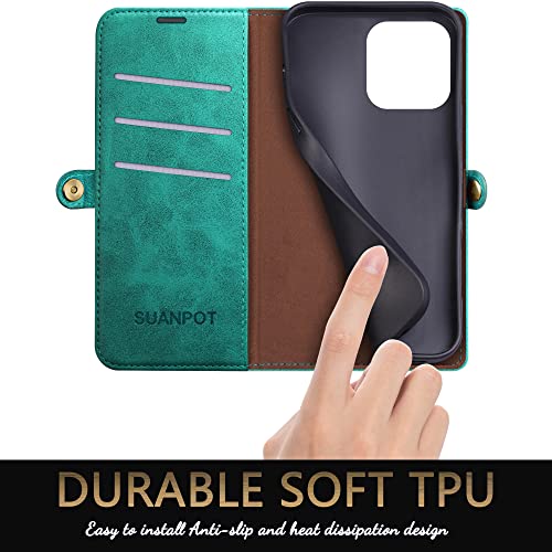 حافظة محفظة SEALED - SUANPOT لهاتف iPhone 14 Pro، أزرق وأخضر