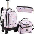 Wires Trolley Backpack for Shool Set of 3 All in One 4 Double Wheels Unisex Trolley backpack Includes Pencil case, Lunch bag, Laptop Compartment, Anti Theft Zipper (W24341)