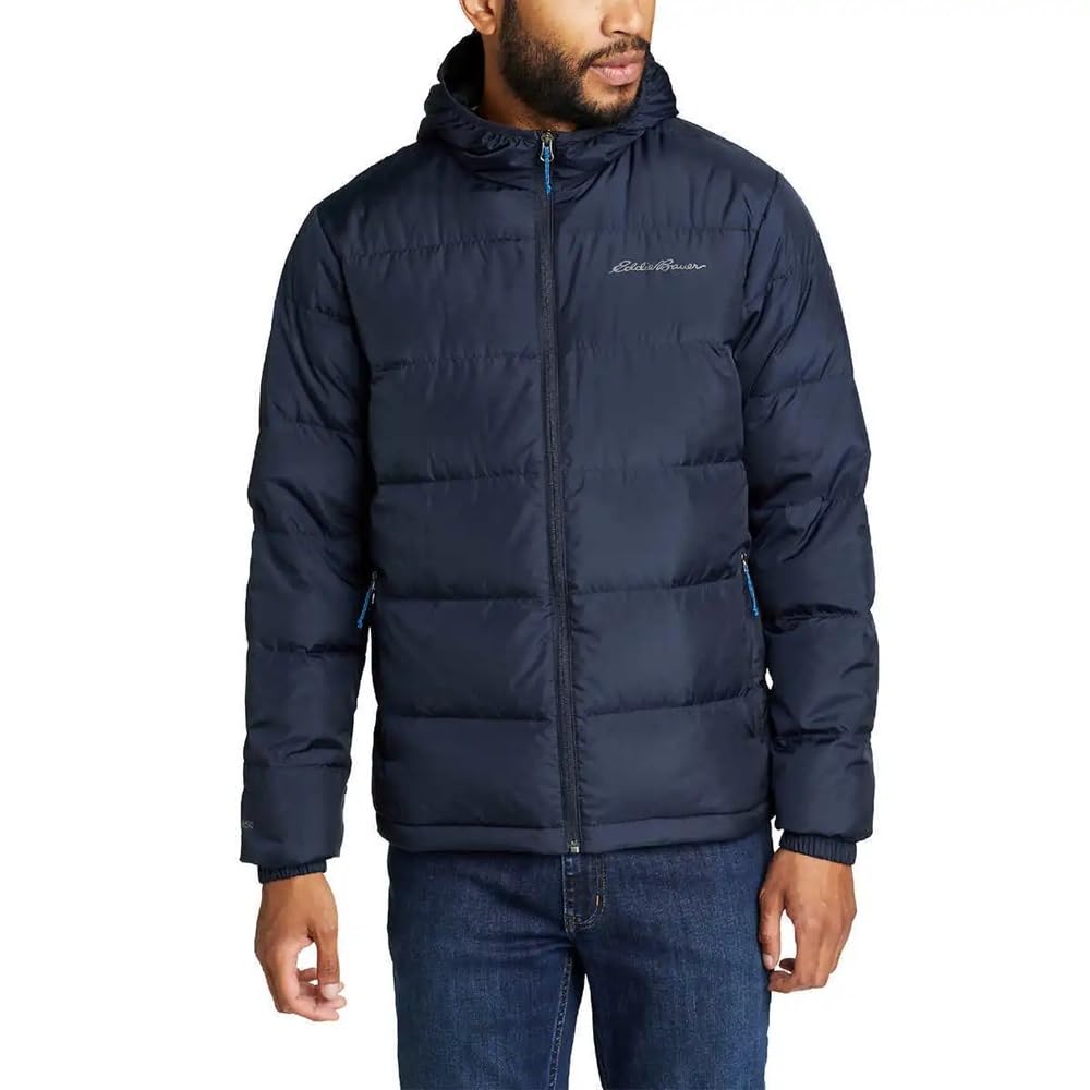 SIZE: L - Eddie Bauer MenÃ¢â‚¬â„¢s Hooded Down Jacket (US, Alpha, Large, Regular, Regular, Blue)
