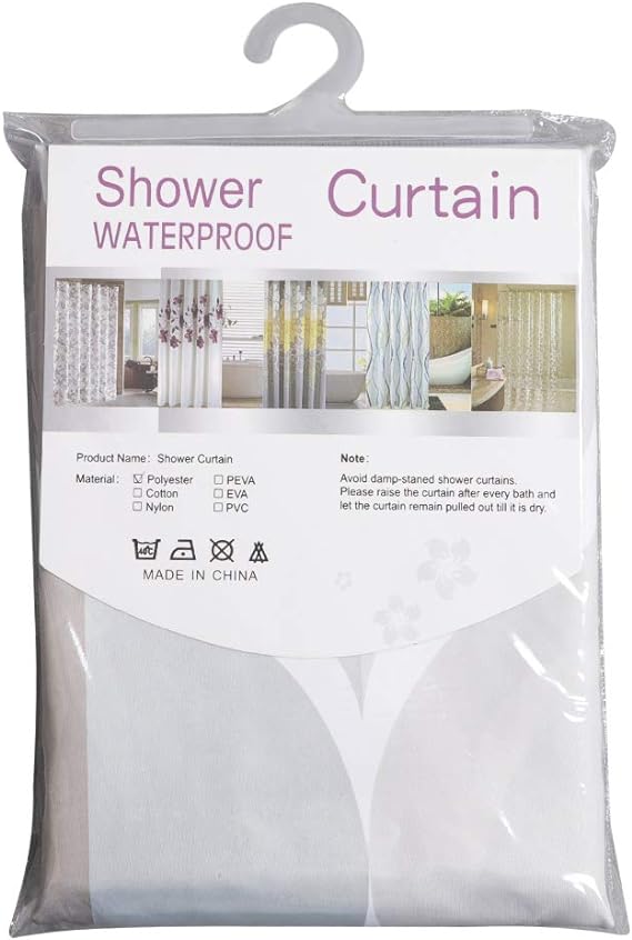 Shower Curtain for Bathroom with Hooks 72x72 inches Bathtub Curtain, white