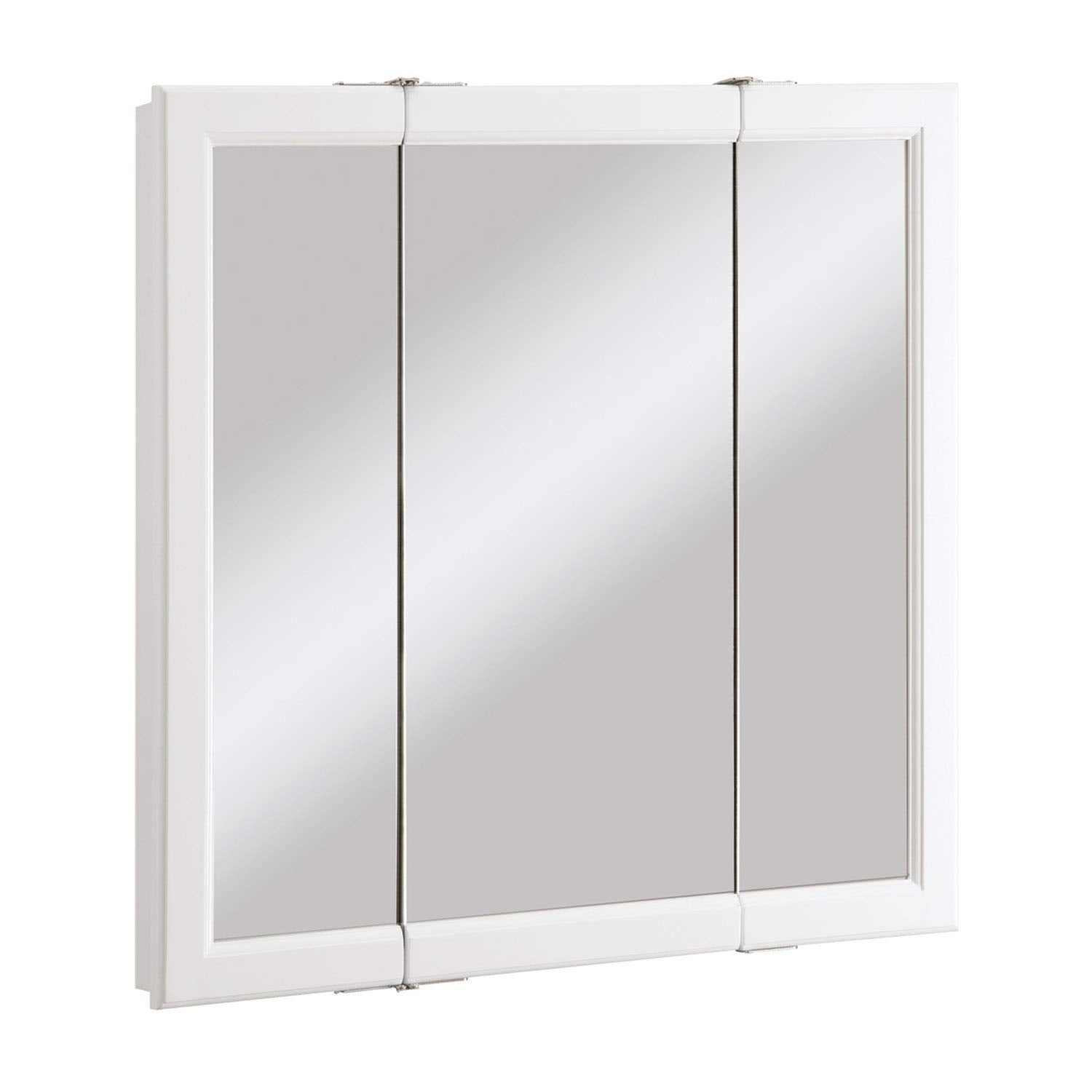 Design House 545293-WHT Assembled Framed Tri-View Surface-Mount Bathroom Medicine Cabinet Mirror, 24" W x 4.75" D x 24" H, White