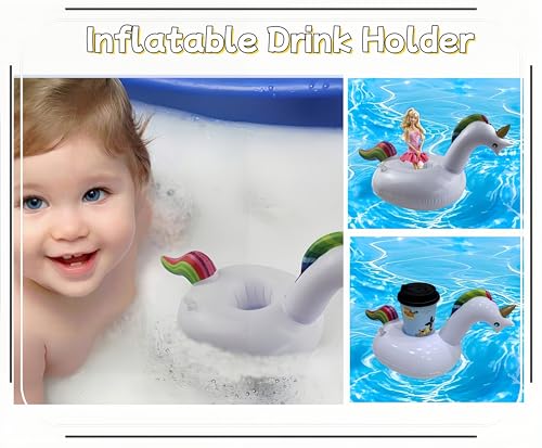 2 Pack Floating Drink Holder, Unicorn Drink Floaties for Pool,Floating Cup Holder for Pool Inflatable Drinking Holder Beer Floaties for Pool for Parties and Summer Pool Water Fun(White)-BIGMOUTH
