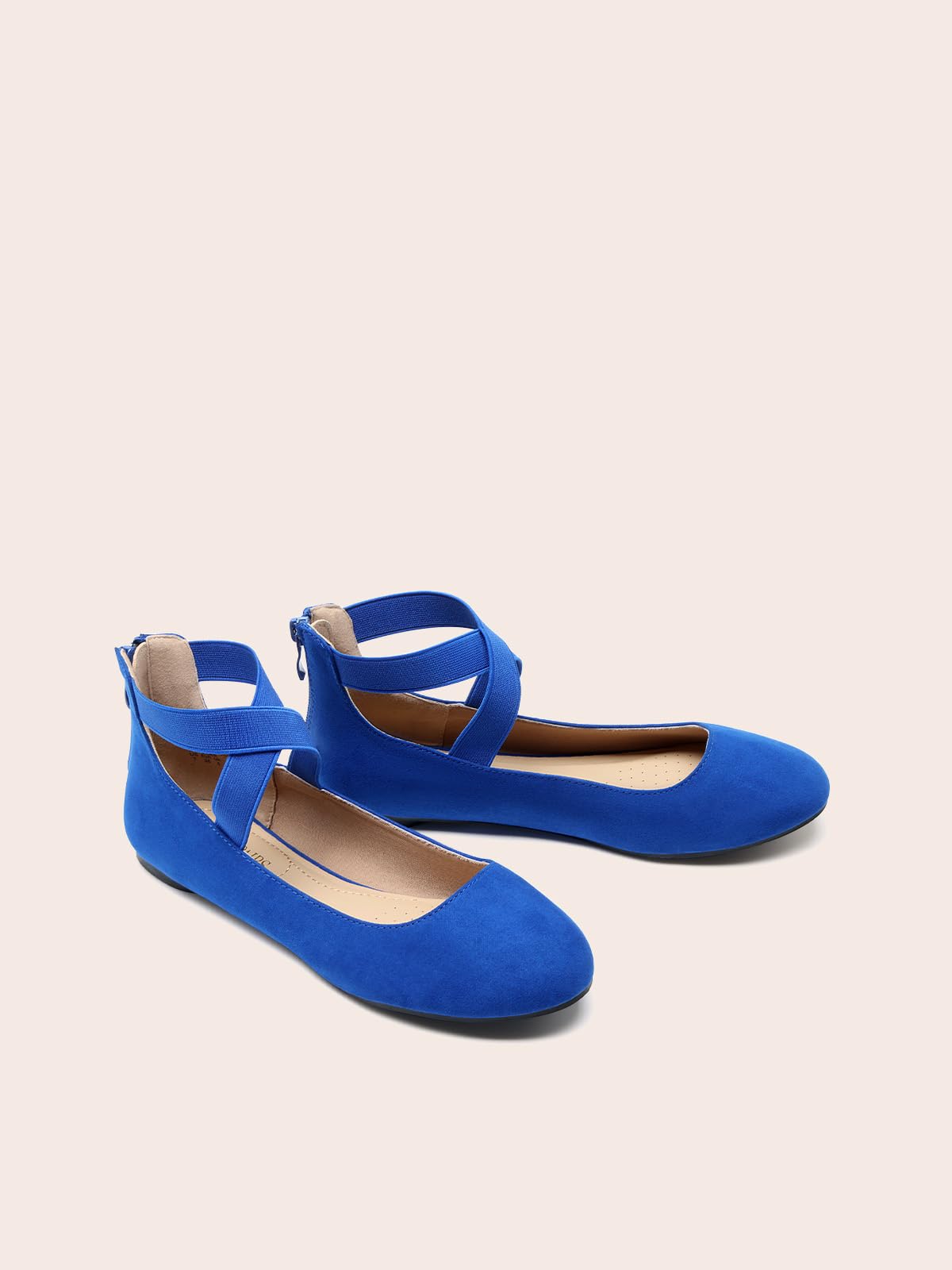 DREAM PAIRS Womens Ballerina Flat Fashion Elastic Ankle Straps Cross Strap Round Toe Comfy Ballet Pumps Dolly Shoes