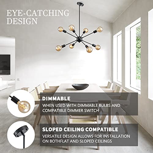Sputnik Chandelier Light Fixture - Mid-Century Hanging Ceiling Light Fixture