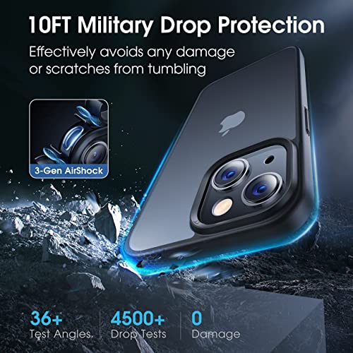 جراب CASEKOO مقاوم للصدمات لهاتف iPhone 14 Plus/15 Plus [حماية من السقوط العسكري حتى 10 أقدام] [مضاد للانزلاق ومريح في الإمساك] غطاء هاتف شفاف واقٍ رفيع ومضاد لبصمات الأصابع مقاس 6.7 بوصة، أسود غير لامع