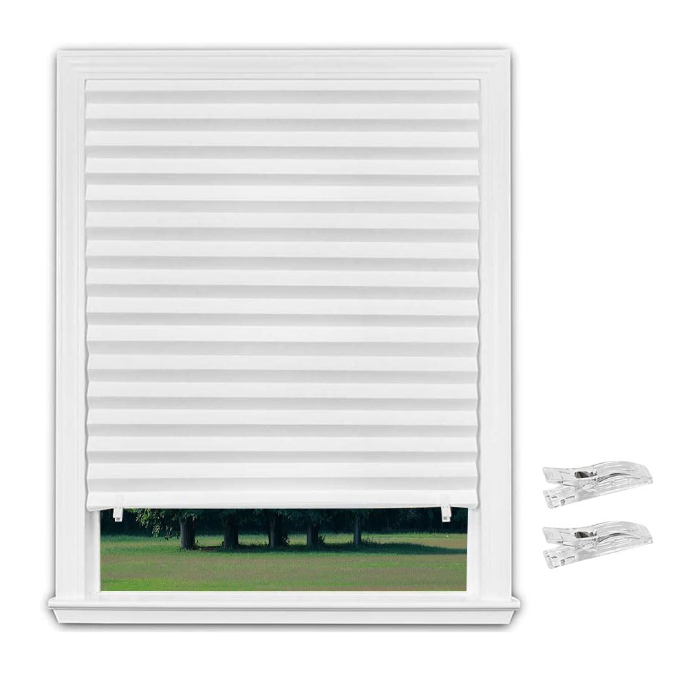 JZS Pleated Window Shades, Blackout Pleated Paper Shade Light Filtering Non-woven Blinds Window, Easy To Install for Bedroom, Bathroom, Living Room, Kitchen