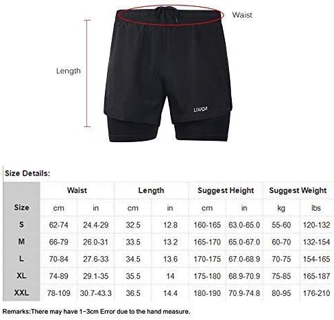 LIXADA Men's 2-in-1 Running Shorts Quick Drying Breathable Active Training Exercise Jogging Cycling Shorts