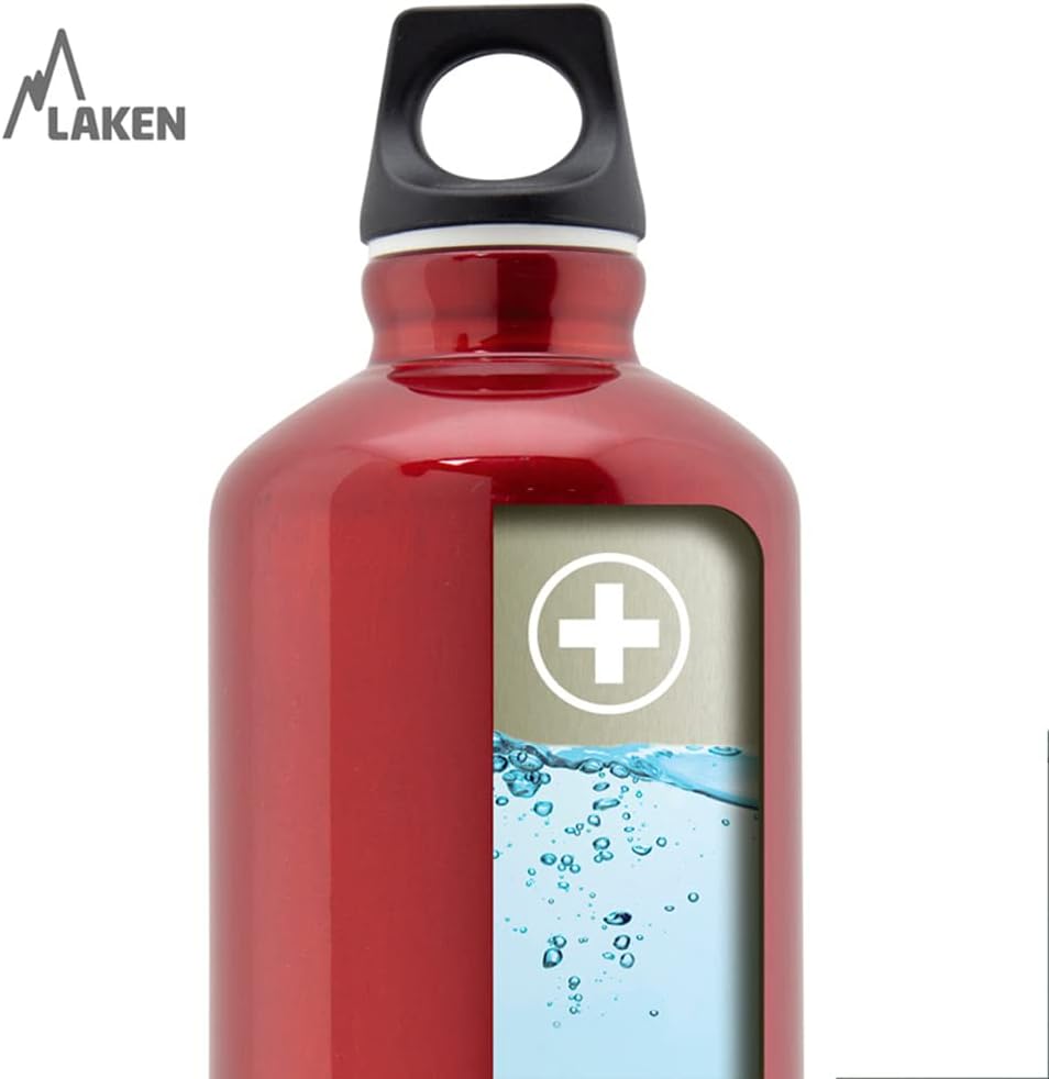 Laken Futura Aluminum Water Bottle, Narrow Mouth, Screw-On Lid with Loop, Leakproof, BPA Free, Made in Spain, 34oz,1Ltr, Lite Green