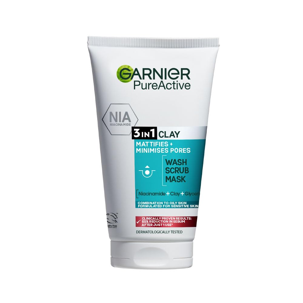 Garnier 3In1 Face Scrub and Mask, Anti-Shine Face Wash | 150 ml