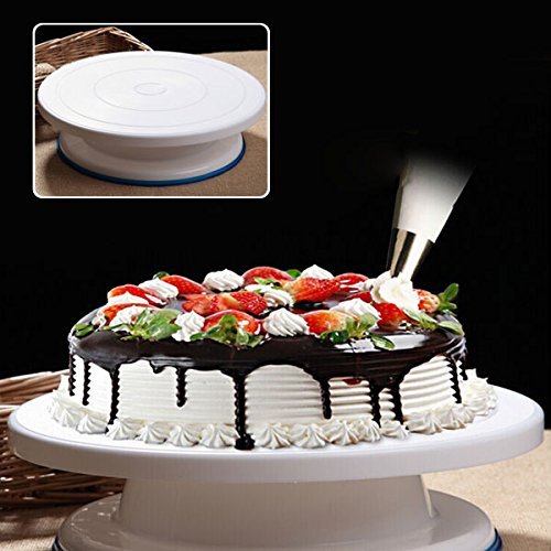 Round Rotating Cake Turntable - 28cm Decorating Stand (Multicolor)