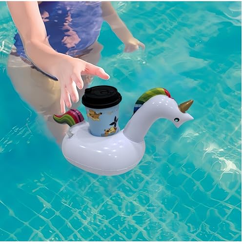 2 Pack Floating Drink Holder, Unicorn Drink Floaties for Pool,Floating Cup Holder for Pool Inflatable Drinking Holder Beer Floaties for Pool for Parties and Summer Pool Water Fun(White)-BIGMOUTH