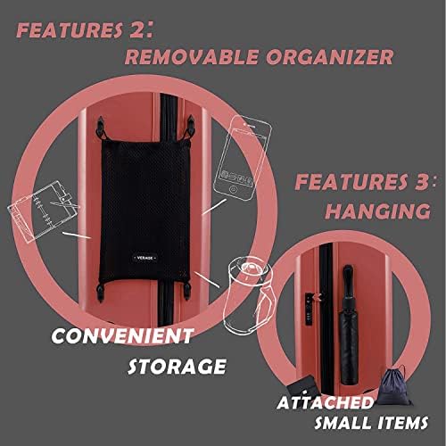 VERAGE Freeland Luggage with X-Large Spinner Wheels, Expandable Hardside Travel Luggage, Rolling Suitcase TSA Approved suitcase (Set of 3, Rose Gold)