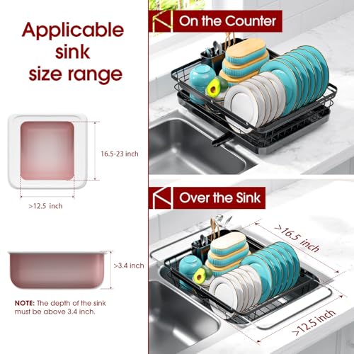 Sakugi Dish Drying Rack - Stainless Steel Dish Rack with Drainboard for Kitchen