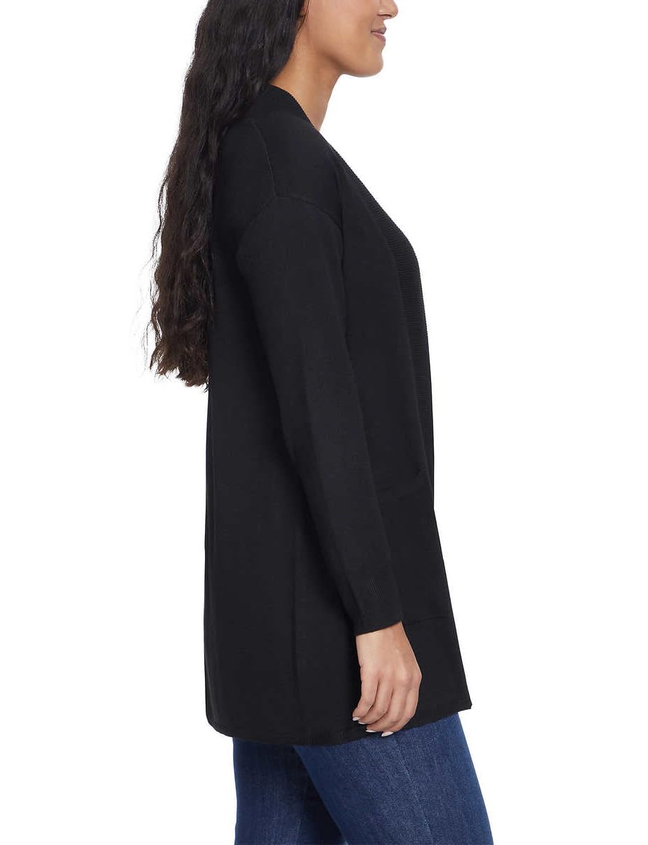 SIZE: M - Gloria Vanderbilt Women's Open Front Long Sleeve Super Soft Cardigan (US, Alpha, Medium, Regular, Regular, Black)