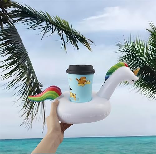 2 Pack Floating Drink Holder, Unicorn Drink Floaties for Pool,Floating Cup Holder for Pool Inflatable Drinking Holder Beer Floaties for Pool for Parties and Summer Pool Water Fun(White)-BIGMOUTH