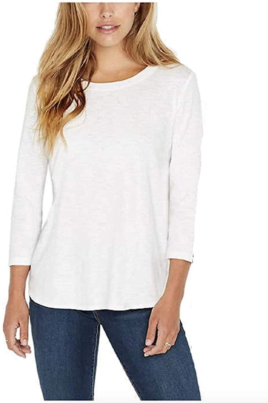 SIZE: XL - KIRKLAND Signature Ladies' Cotton Slub Tee (US, Alpha, Large, Regular, Regular, White)