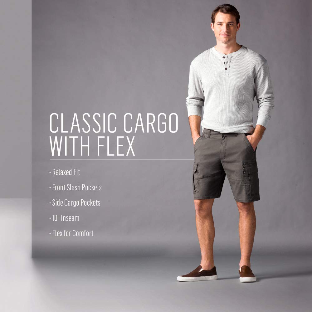 SIZE: 34 - Wrangler Authentics Men's Classic Relaxed Fit Stretch Cargo Short, Grain Twill