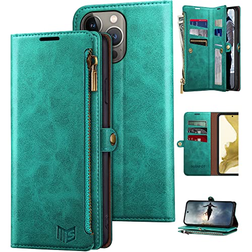 حافظة محفظة SEALED - SUANPOT لهاتف iPhone 14 Pro، أزرق وأخضر