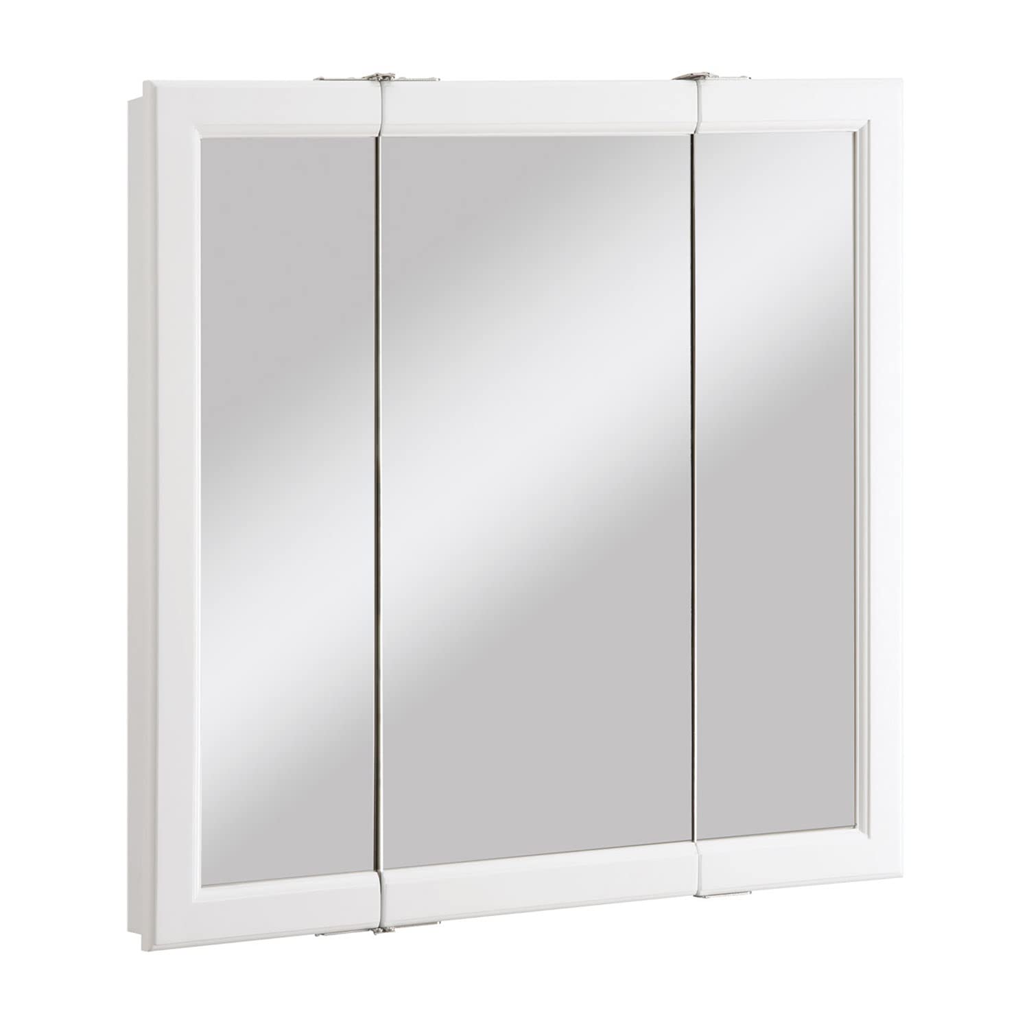 Design House 545293-WHT Assembled Framed Tri-View Surface-Mount Bathroom Medicine Cabinet Mirror, 24" W x 4.75" D x 24" H, White