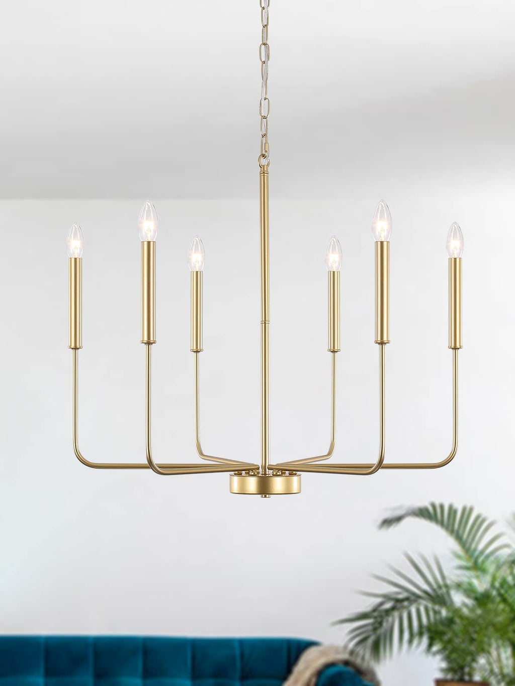 ETONIMERR Gold Chandelier Light Fixtures Ceiling Hanging Modern Farmhouse Chandelier for Dining Room, Candle Gold Pendant Light for Kitchen Island Living Room Foyer Bedroom