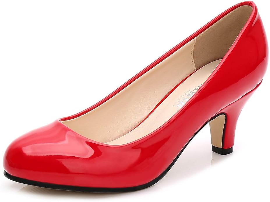 Women Low Platform Heels Comfort Pumps 1.9 In Heel Simple - Red